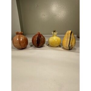 Lot Of 4 Vintage Italian Marble Alabaster Stone Fruit Sculptures